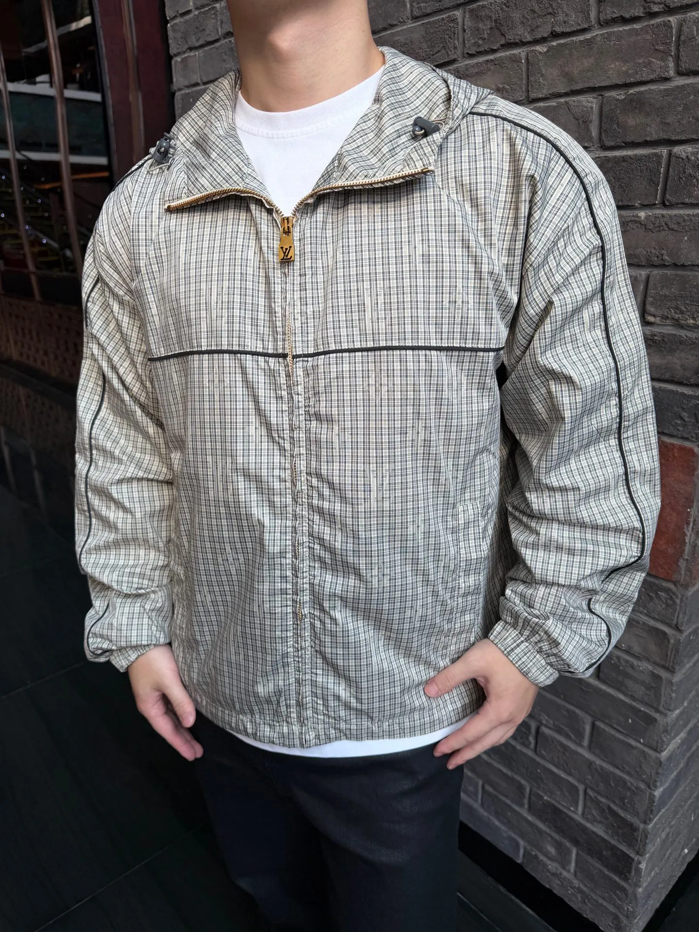 Louis Vuitton/Louis Vuitton plaid logo zipper hooded jacket